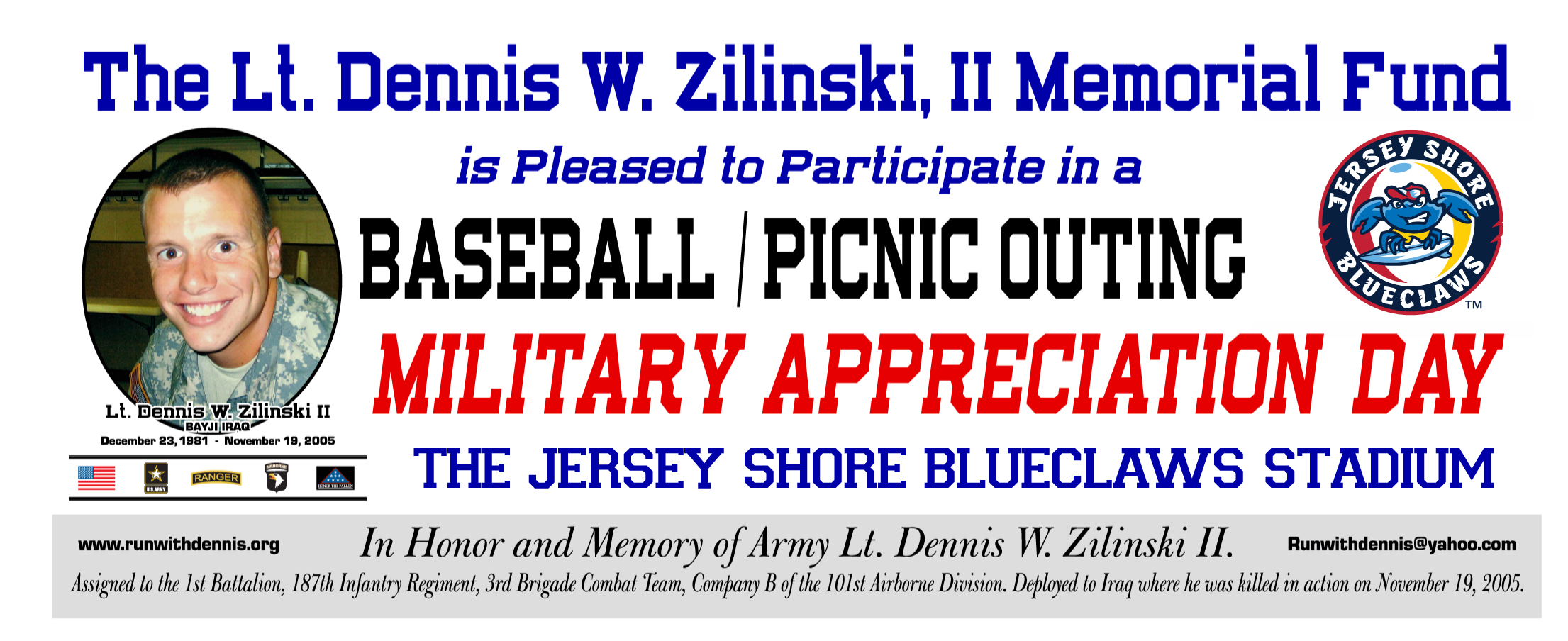 Jersey Shore BlueClaws Outing  Lt. Dennis W. Zilinski II